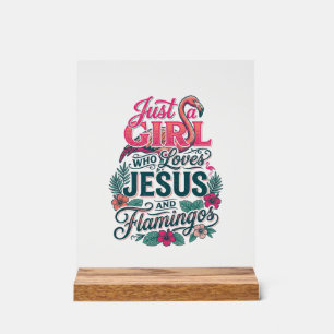 Christian Flamingo Girl Vintage Acrylic Sign