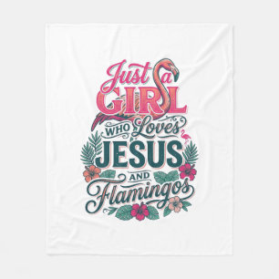 Christian Flamingo Girl Vintage Fleece Blanket