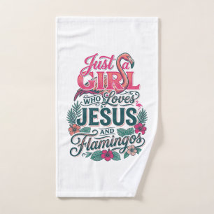 Christian Flamingo Girl Vintage Hand Towel