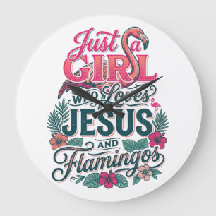 Christian Flamingo Girl Vintage Large Clock
