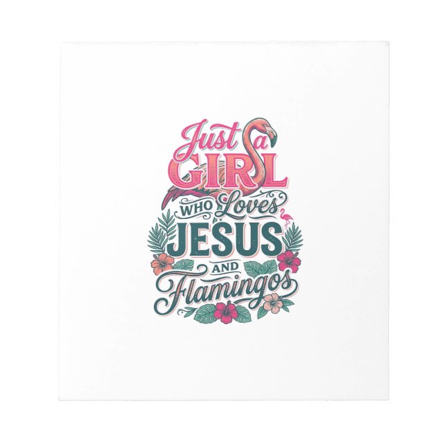 Christian Flamingo Girl Vintage Notepad (Front)