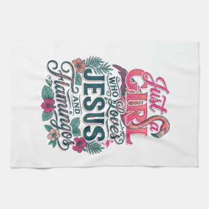 Christian Flamingo Girl Vintage Tea Towel