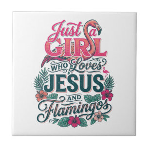 Christian Flamingo Girl Vintage Tile