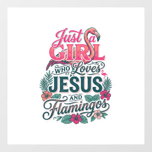 Christian Flamingo Girl Vintage Window Cling
