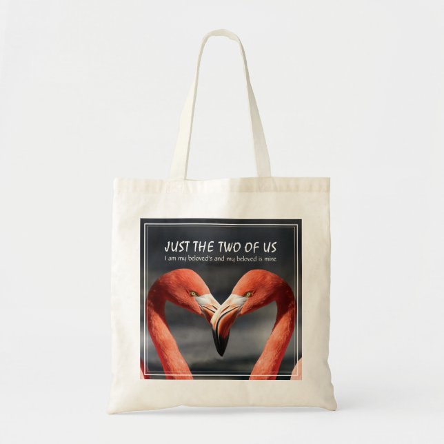 Christian Flamingo Valentine JUST THE TWO OF US Tote Bag (Front)