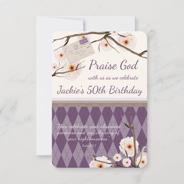 Christian Floral Birthday Scripture Invitation (Front)