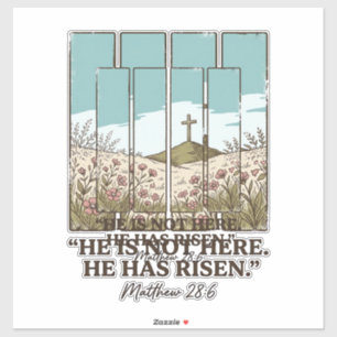 Christian Floral Cross Matthew 28_6 Vintage