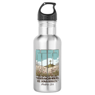 Christian Floral Cross Matthew 28_6 Vintage 532 Ml Water Bottle