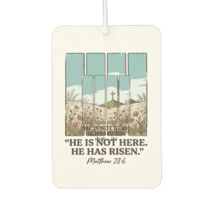 Christian Floral Cross Matthew 28_6 Vintage Car Air Freshener