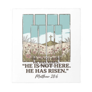Christian Floral Cross Matthew 28_6 Vintage Notepad