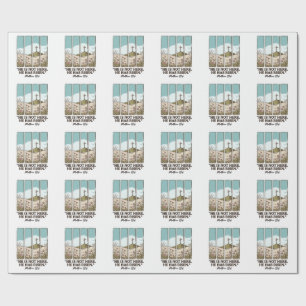 Christian Floral Cross Matthew 28_6 Vintage Wrapping Paper