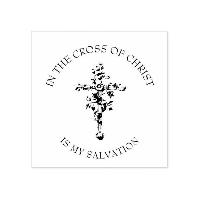 Christian Floral Cross Religious Vintage Rubber Stamp (Imprint)
