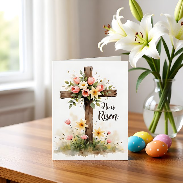Christian Floral Easter Cross Blank Note Card (Creator Uploaded)