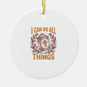 Christian Floral Faith Quote Vintage Shirt Design_ Ceramic Tree Decoration