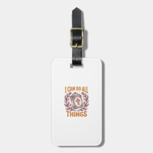 Christian Floral Faith Quote Vintage Shirt Design_ Luggage Tag