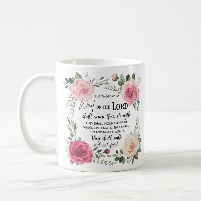   Christian Floral  Isaiah 40:31  Coffee Mug (Left)