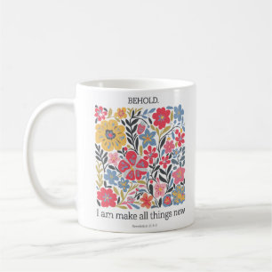 Christian Floral   New Beginnings Jesus Quote Coffee Mug