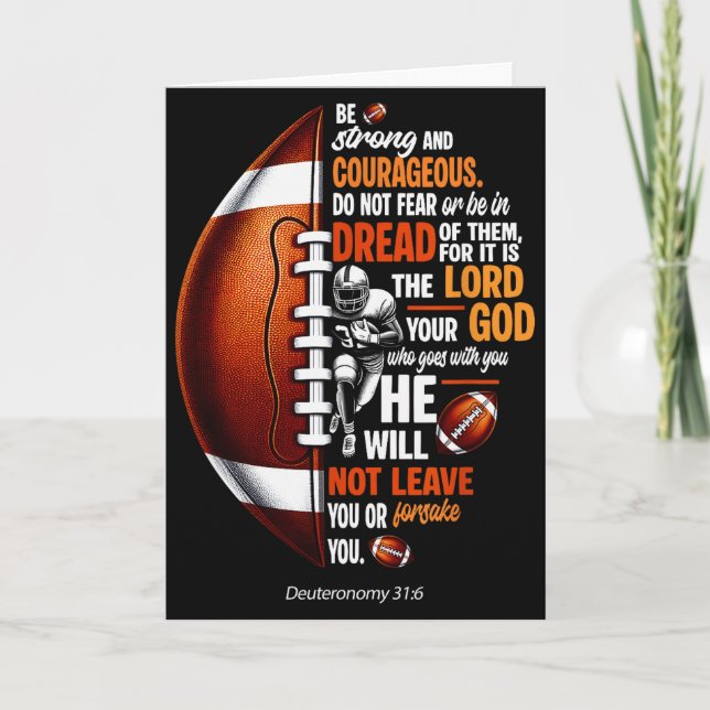 Christian Football Deuteronomy 31 6 Bible Christia Card (Front)