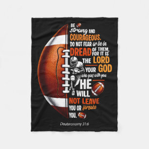 Christian Football Deuteronomy 31 6 Bible Christia Fleece Blanket