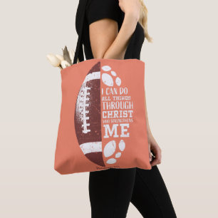 Christian Football Gifts Teen Boys Kids Men Religi Tote Bag