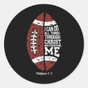 Christian Football I Can Do All Things Religious F Classic Round Sticker