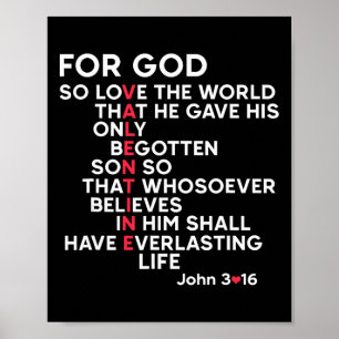 Christian For God Bible Verse Jonh 3 16 Jesus Vale Poster