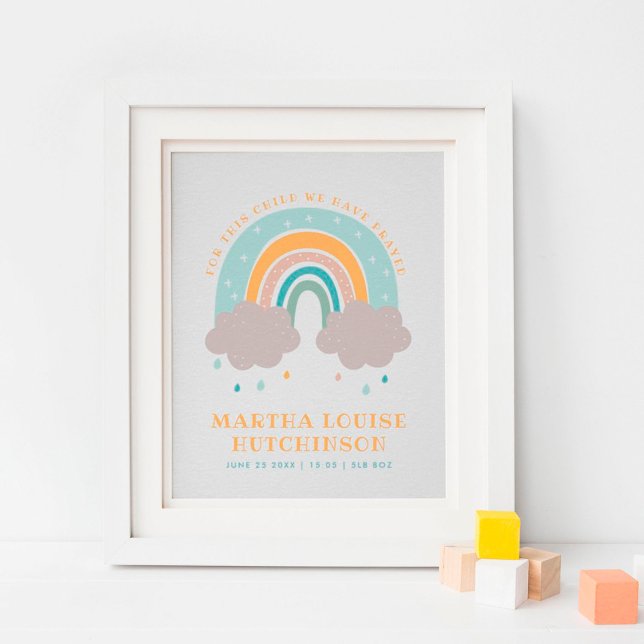 Christian For This Child Rainbow Birth Stats Poster (Creator Uploaded)
