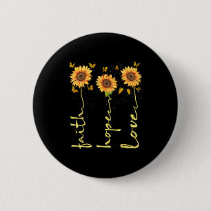 Christian For Women Sunflower Faith Hope Love 6 Cm Round Badge