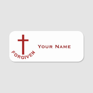 Christian Forgiven Red Cross Church Events Name Tag