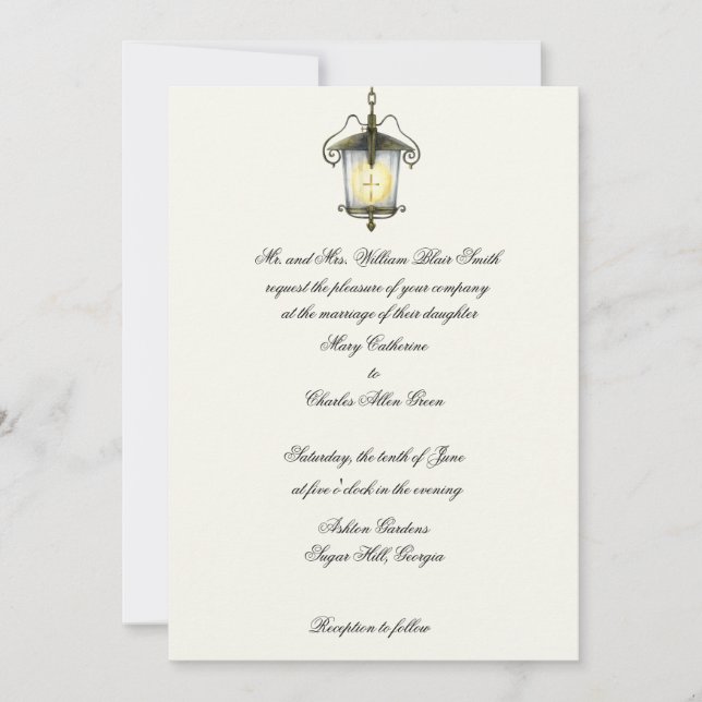 Christian Formal Invitation, Semi- Formal, Lantern Invitation (Front)