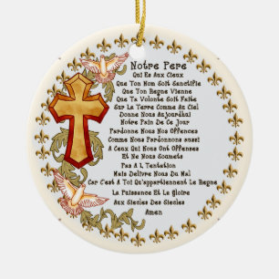 Christian French Lords Prayer Ceramic Tree Decoration