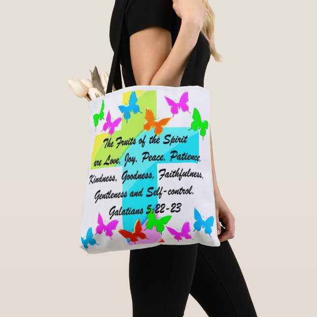 CHRISTIAN FRUIT OF THE SPIRIT TOTE BAG (Close Up)