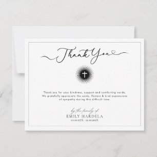 Christian Funeral Card Golden Blue Floral 