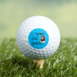 Christian Funny I Swing God Laughs Religious Blue Golf Balls