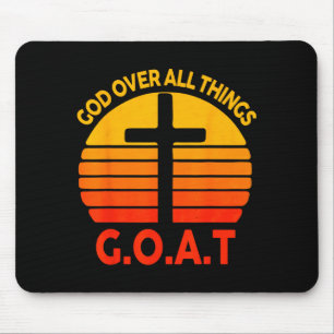 Christian G.o.a.t God Over All Thing Cross Vintage Mouse Mat