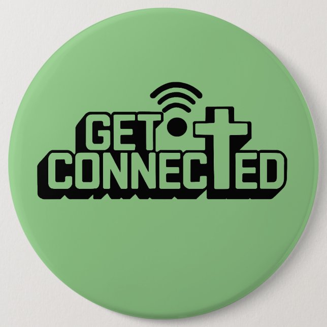 Christian Get Connected 6 Cm Round Badge (Front)