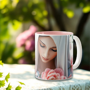 Christian Gift for Women Catholic Virgin Mary  Two-Tone Coffee Mug