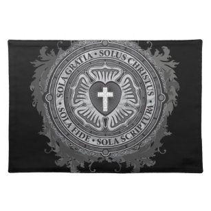 Christian Gift Luther Rose J-rose-black-background Placemat