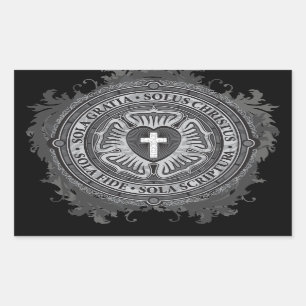 Christian Gift Luther Rose J-rose-black-background Rectangular Sticker