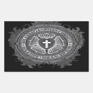 Christian Gift Luther Rose J-rose-black-background Rectangular Sticker