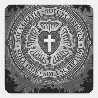 Christian Gift Luther Rose J-rose-black-background Square Sticker