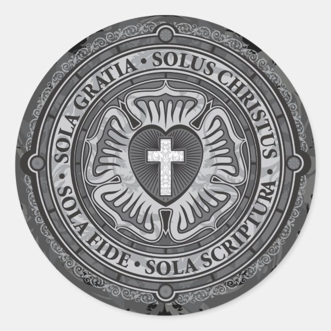 “CHRISTIAN GIFTS” Luther Rose Christian Jesus Lord Classic Round Sticker (Front)