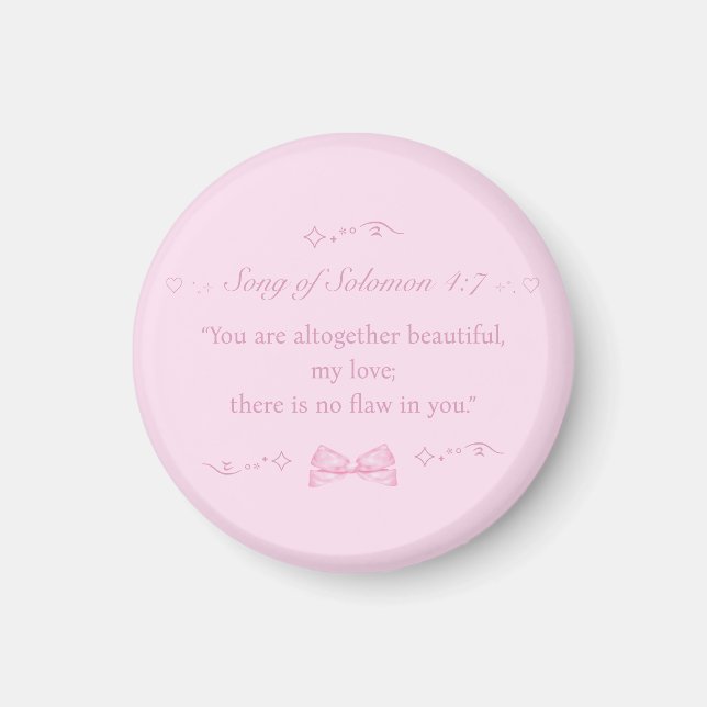 Christian Girly Pink Coquette Bible Verse Magnet (Front)