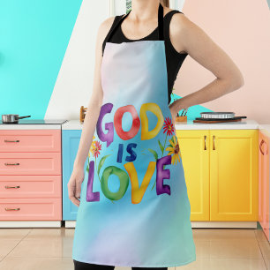 Christian God is Love Colourful Daisy Flowers Quot Apron