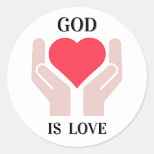 Christian God Is Love Heart & Hands  Classic Round Sticker