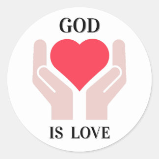 Christian God Is Love Heart & Hands  Classic Round Sticker