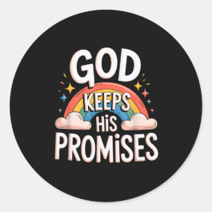 Christian God Keeps His Promises Rainbow Clouds Classic Round Sticker