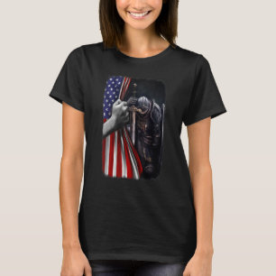 Christian God Of Warrior Of Jesus American Flag T-Shirt