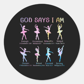 Christian God Says I Am Bible Verse Tie Dye Ballet Classic Round Sticker