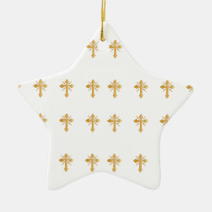 Christian Gold Cross Ceramic Tree Decoration